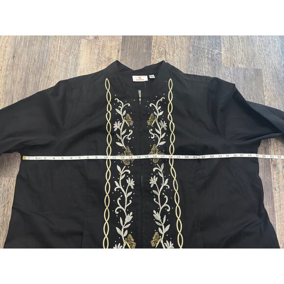 Quacker Factory Embroidered Black Jacket w/Gold & Silver - Picture 6 of 7